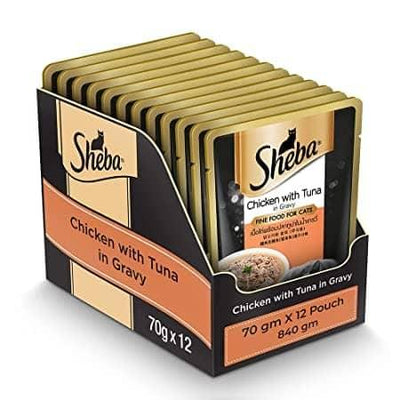 Sheba Chicken With Tuna In Gravy Premium Adult Fine Cat Wet Food - Cadotails