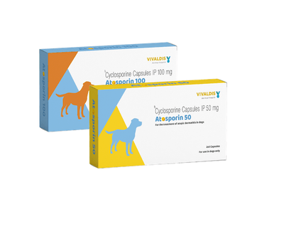 Vivaldis Atosporin 50Mg/100Mg Cyclosporine Capsules For Dogs (5 Tablets) - Cadotails
