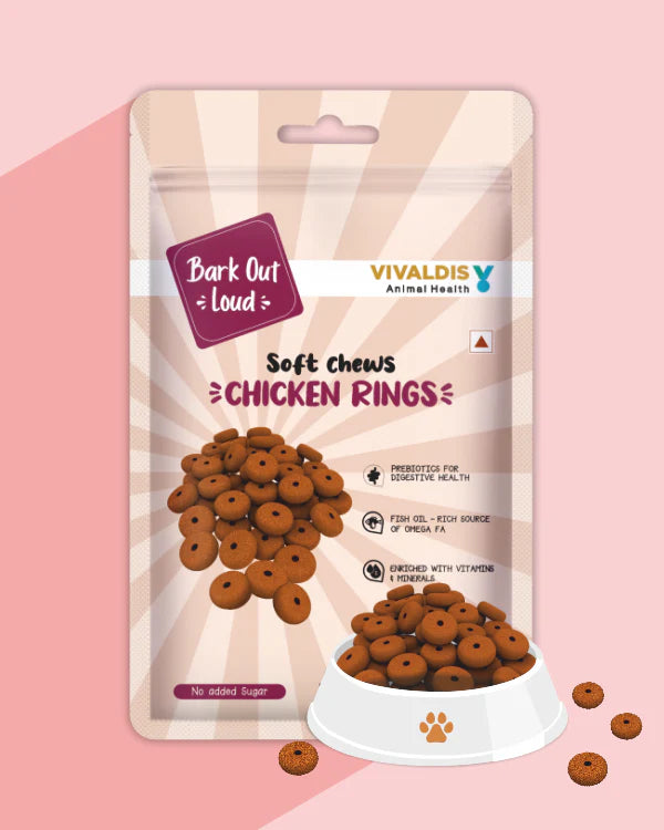 Bark Out Loud Soft Chews Chicken Rings 100g Dog Treat - Cadotails