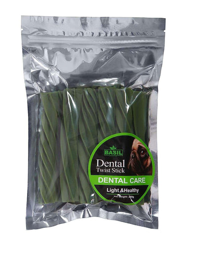 Basil Dental Care Dental Twist Stick 200G Dog Treat - Cadotails