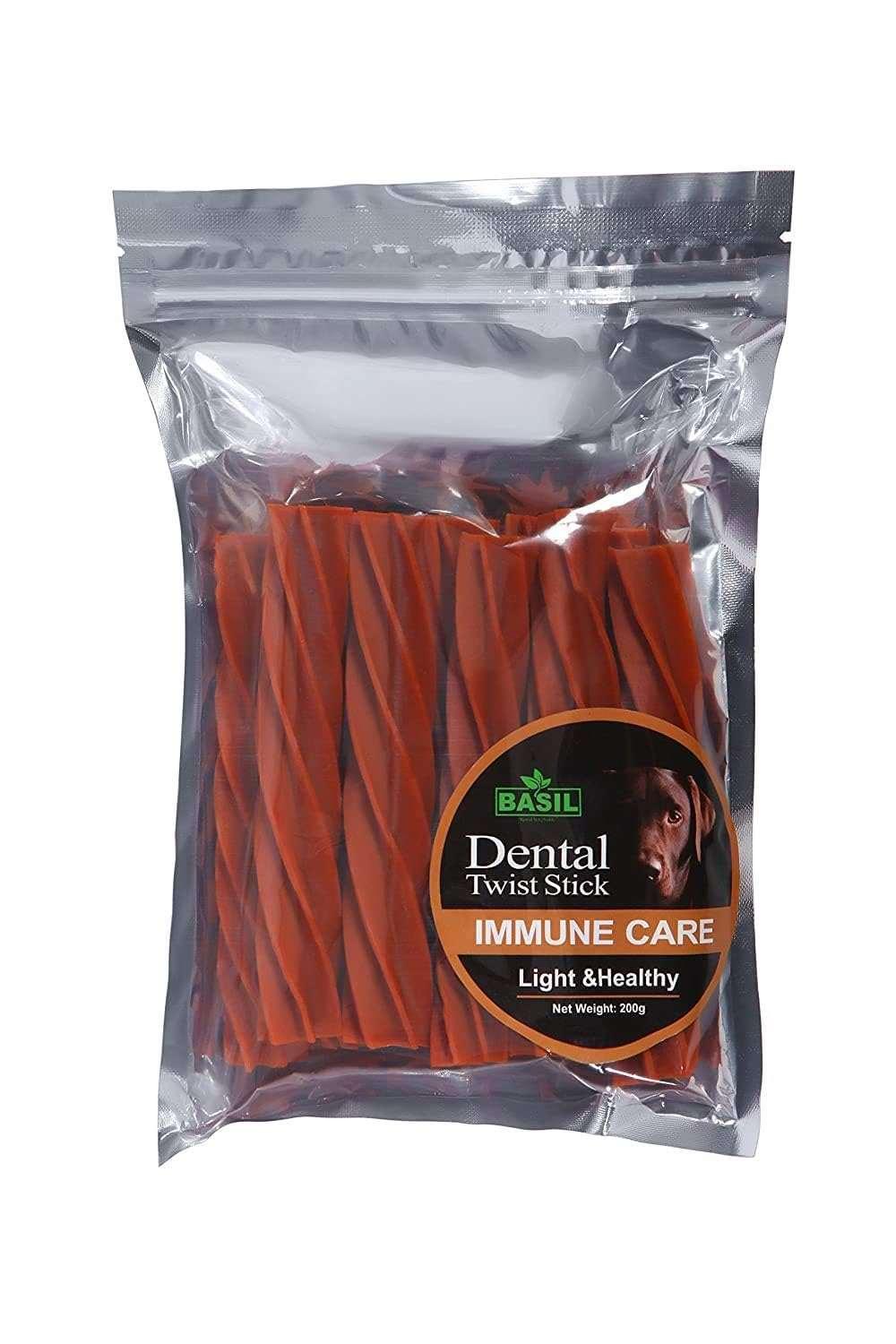 Basil Dental Twist Stick Immune Care 200G Dog Treat - Cadotails