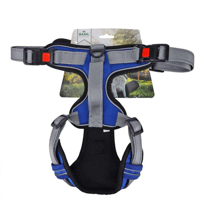 Basil Dog Full Body Padded Harness With Handle - Blue - Cadotails