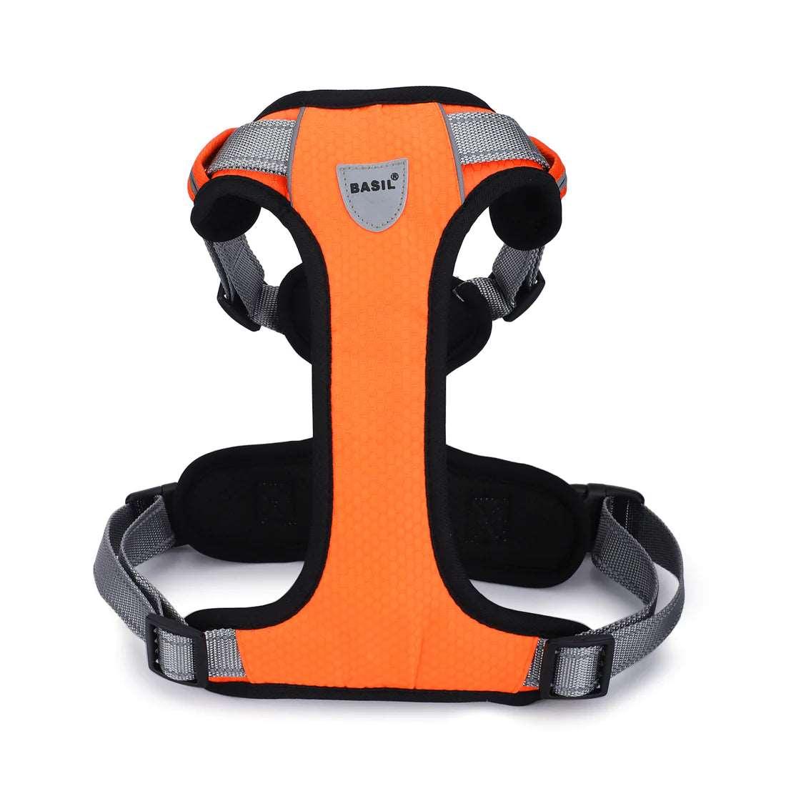 Basil Dog Full Body Padded Harness With Handle - Orange - Cadotails