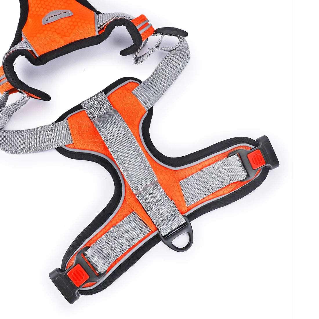 Basil Dog Full Body Padded Harness With Handle - Orange - Cadotails