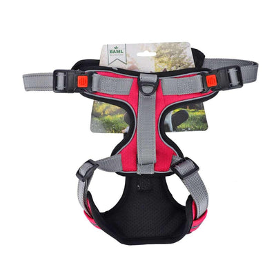 Basil Dog Full Body Padded Harness With Handle - Red - Cadotails