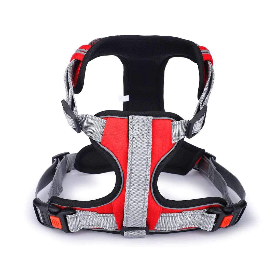 Basil Dog Full Body Padded Harness With Handle - Red - Cadotails