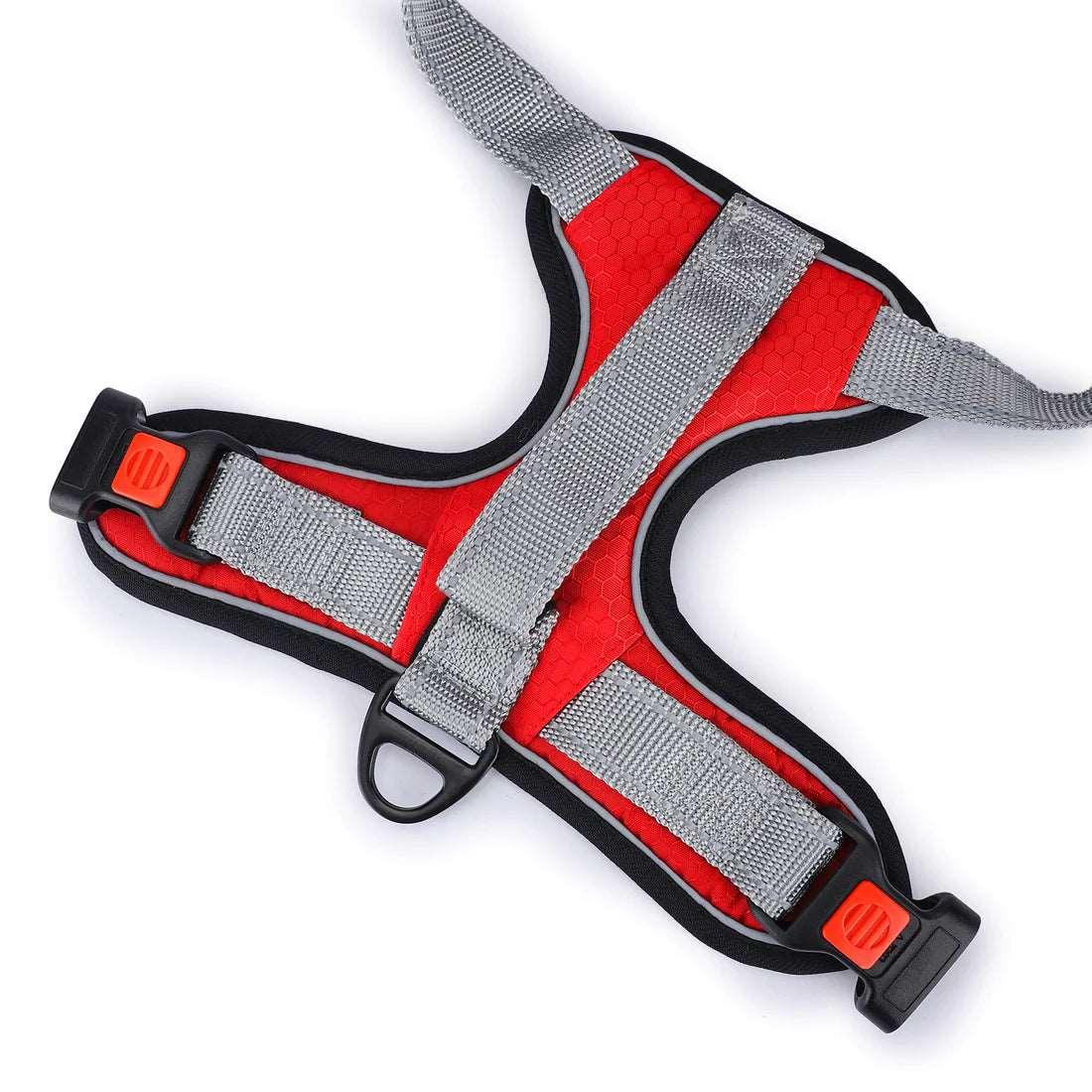 Basil Dog Full Body Padded Harness With Handle - Red - Cadotails