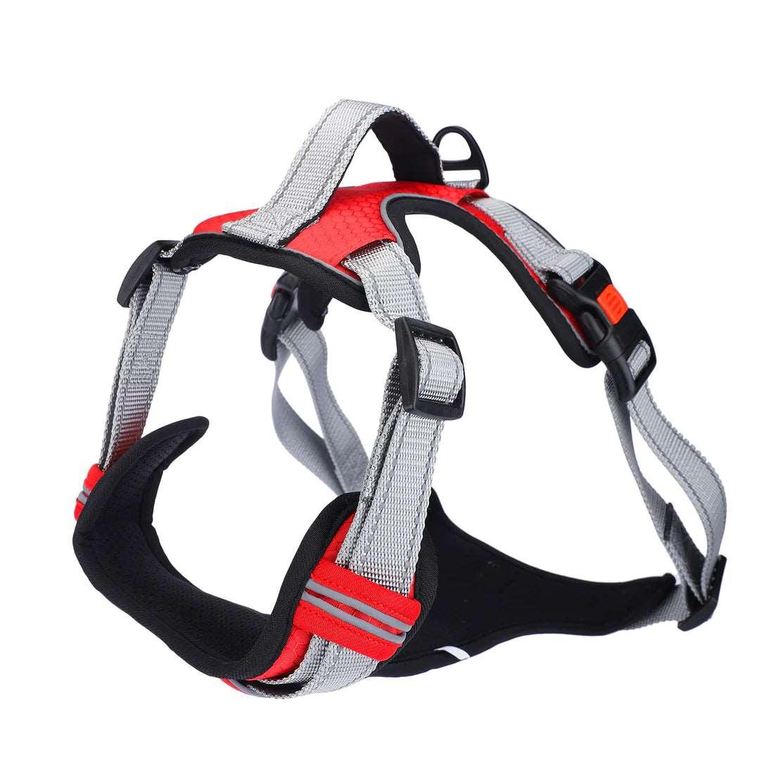 Basil Dog Full Body Padded Harness With Handle - Red - Cadotails