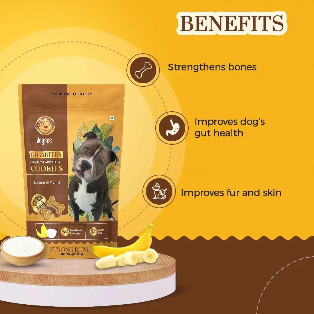 Dogsee Gigabites Banana & Yoghurt Cookies Dog Treat - Cadotails