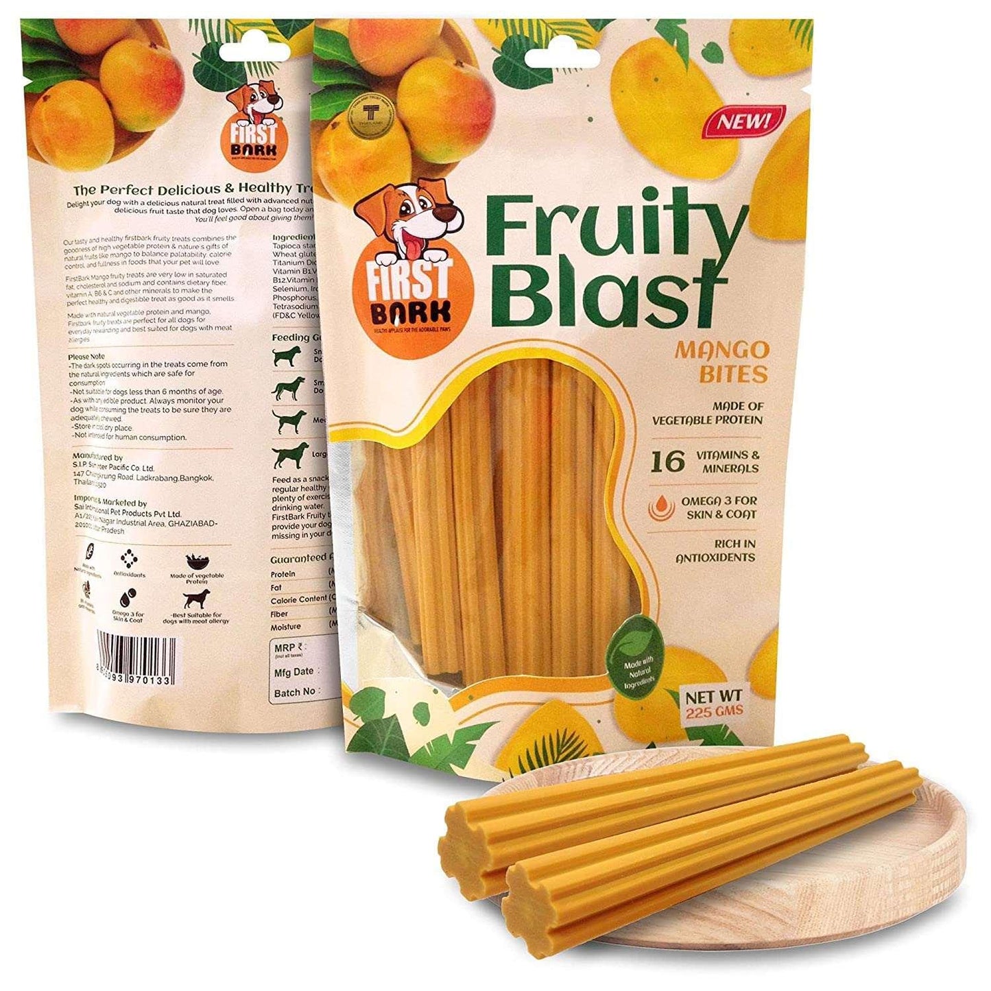 First Bark Fruity Blast Mango Bites 225G Dog Treat - Cadotails