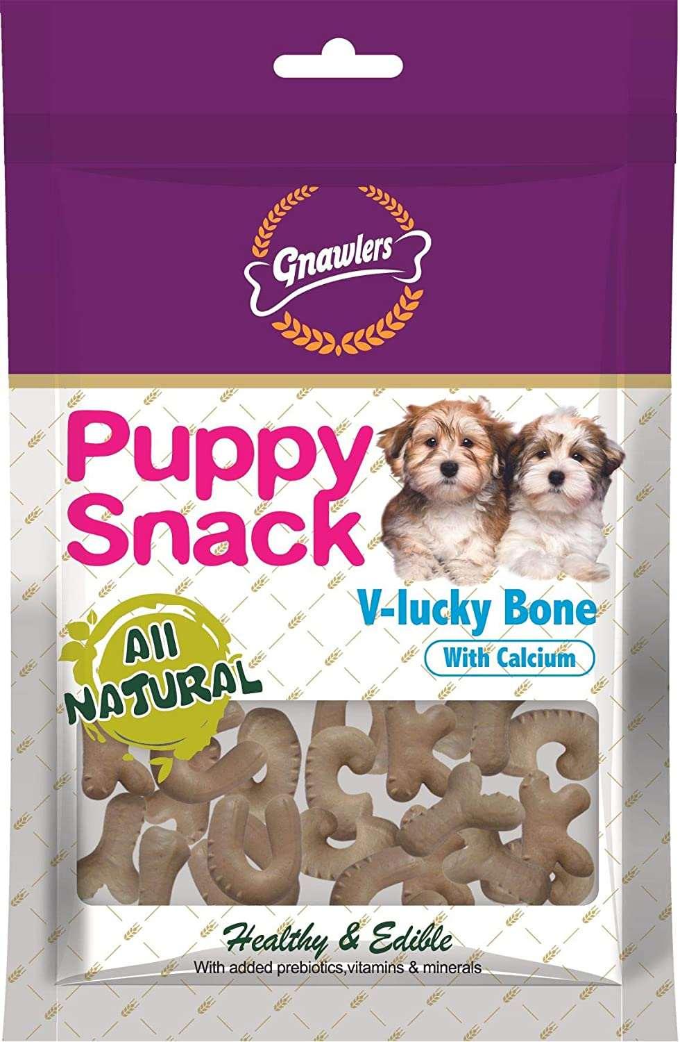 Gnawlers Puppy Snack V Lucky Bone Calcium 270G Dog Treat - Cadotails