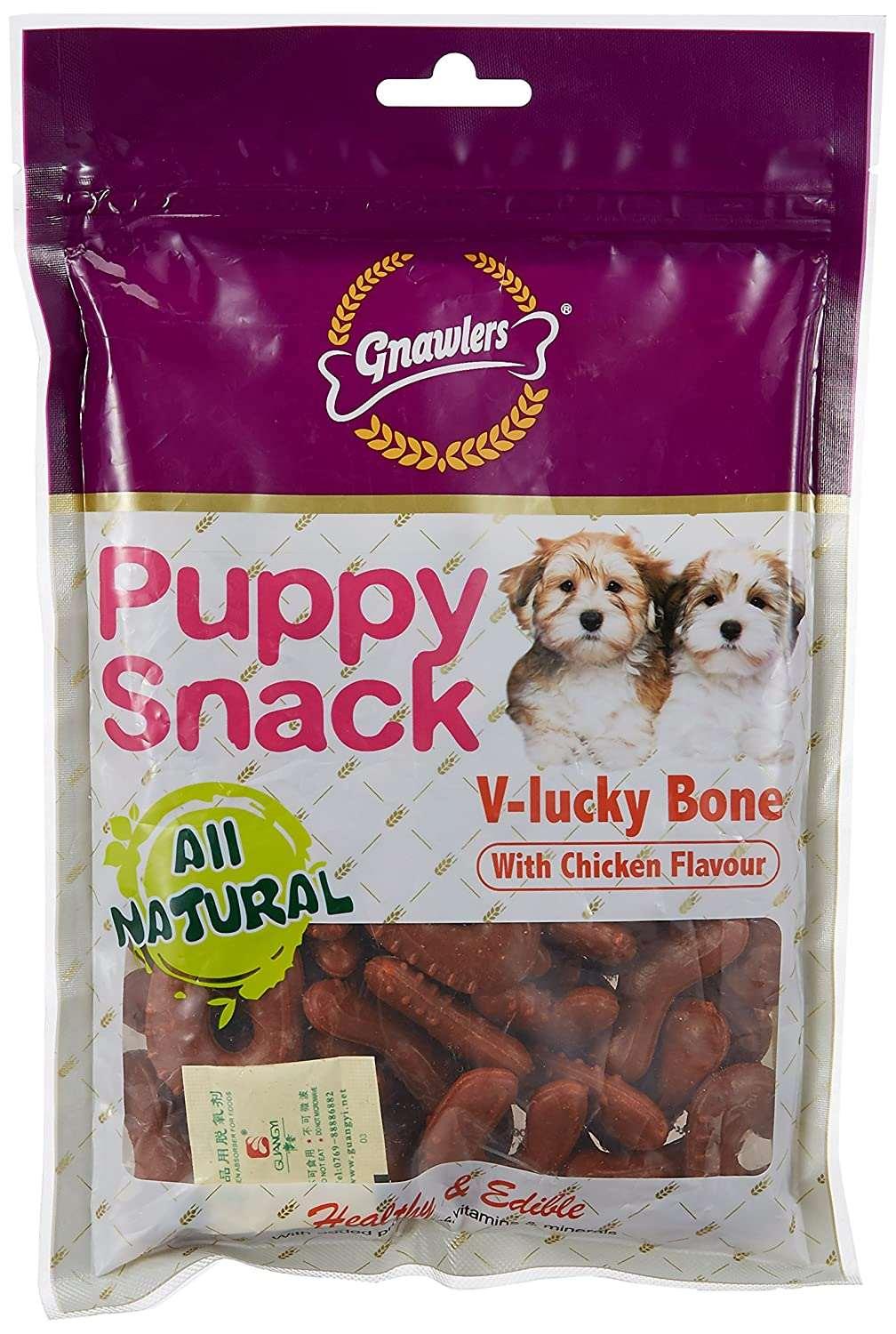 Gnawlers Puppy Snack V Lucky Bone Chicken 270G Dog Treat - Cadotails