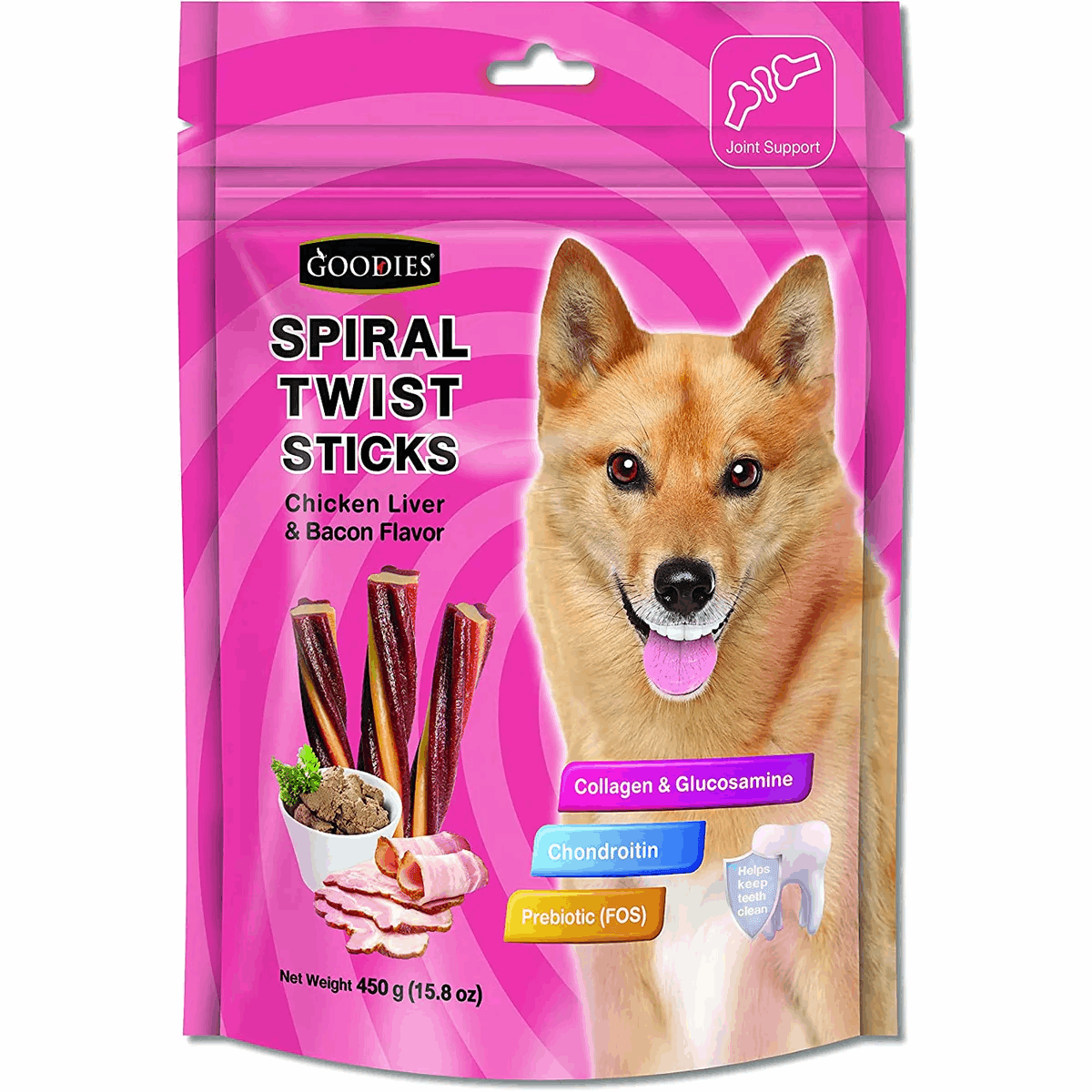 Goodies Spiral Twist Sticks Chicken Liver & Bacon Flavoured 450G Dog Treat - Cadotails