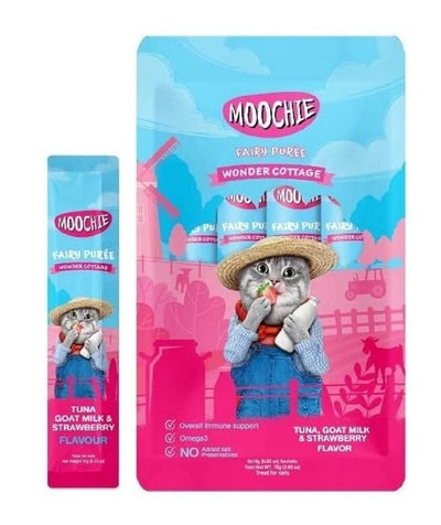 Moochie Fairy Puree Tuna Goat Milk & Strawberry Flavor Cat Creamy Treats - Cadotails