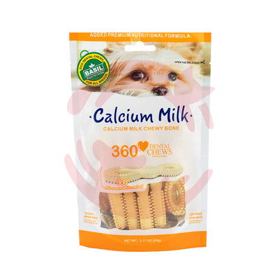 Basil 360* Dental Chew Calcium Milk 90G Dog Treat - Cadotails