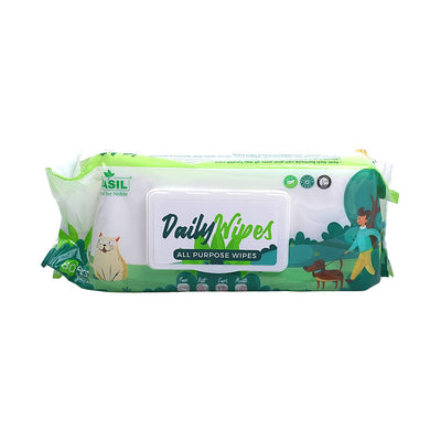Basil Daily Wipes, All Purpose Wet Wipes (80 Pcs) For Dogs & Cats - Cadotails