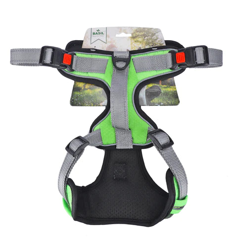 Basil Dog Full Body Padded Harness With Handle - Green - Cadotails