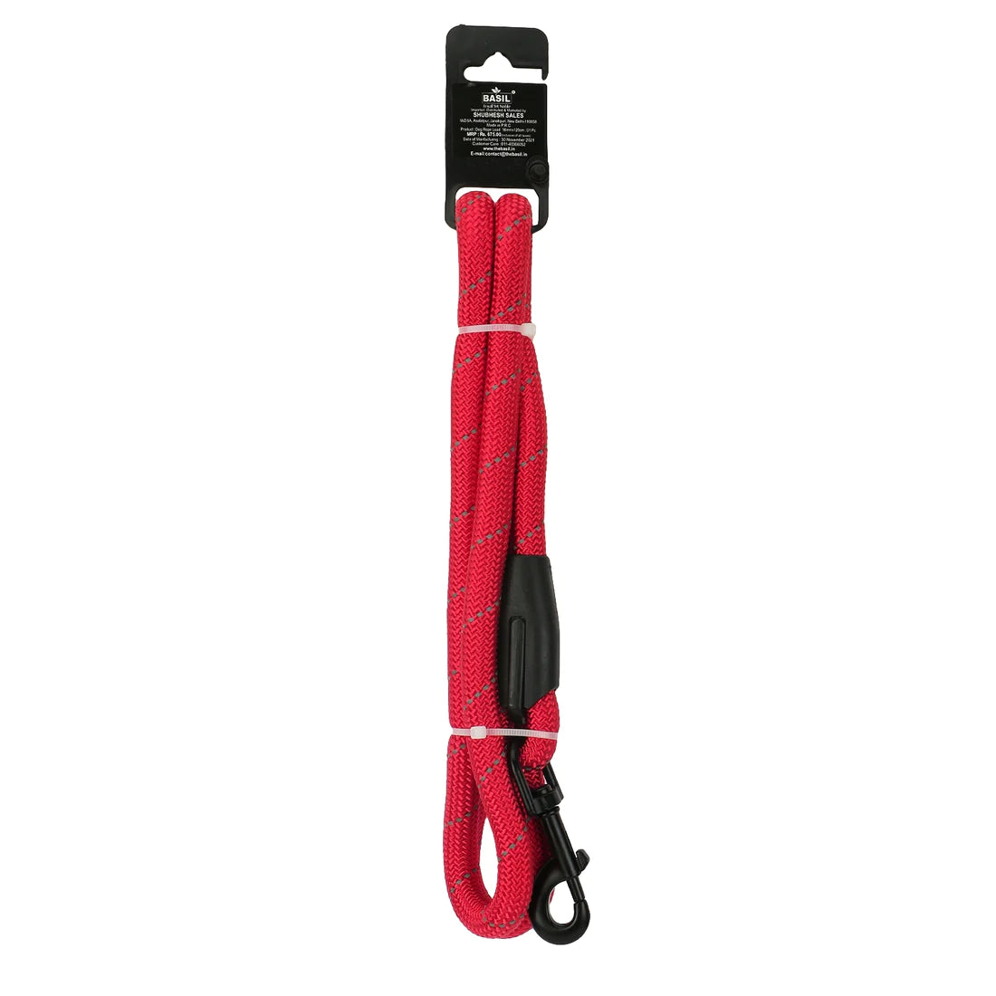 Basil Rope Leash For Dogs, 4 Feet (Solid Red) - Cadotails