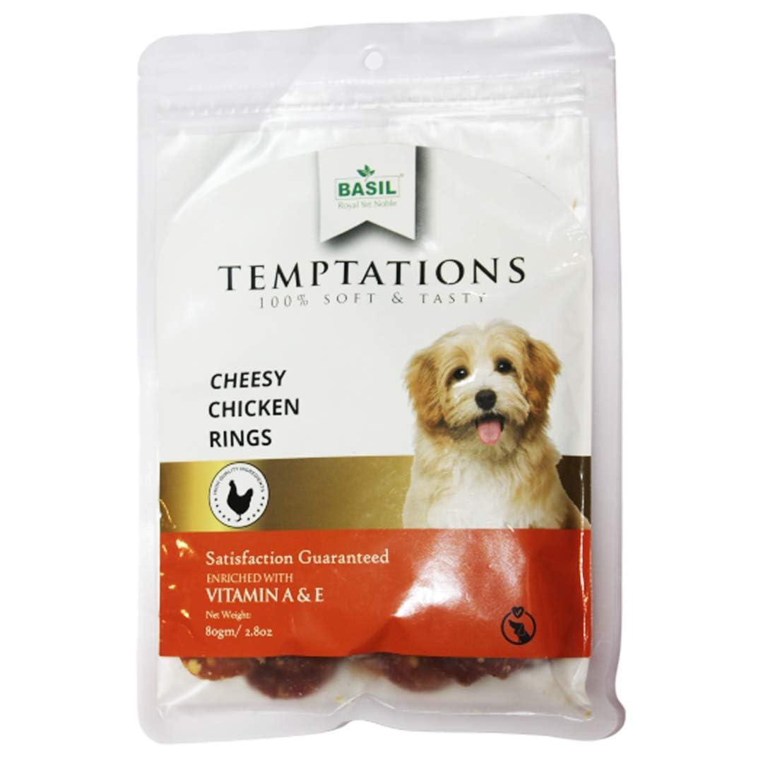 Basil Temptations Cheesy Chicken Rings 80G Dog Treat - Cadotails