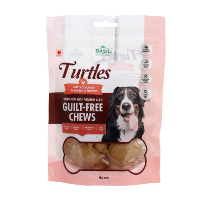 Basil Turtles Guilt-Free Chews With Chicken & Peanut Butter 94G Dog Treat - Cadotails