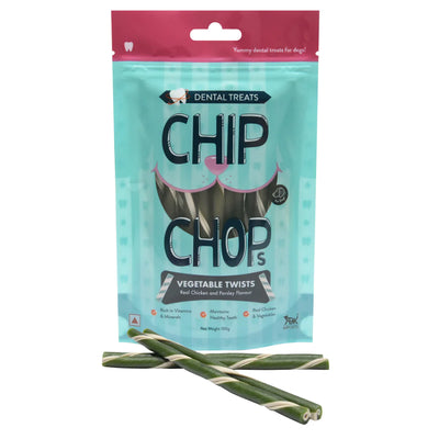 Chip Chops Dental Treats Vegetable Twists 100G Dog Treat - Cadotails