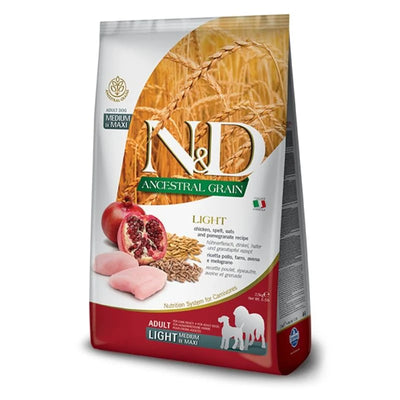 Farmina N&D Chicken & Pomegranate Ancestral Grain Light Adult Medium & Maxi Dog Dry Food - Cadotails