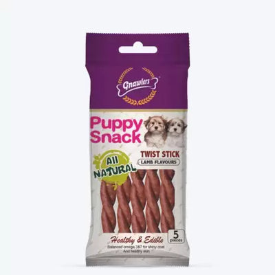 Gnawlers Puppy Snack Lamb Flavoured Twist Stick 80G Dog Treat - Cadotails