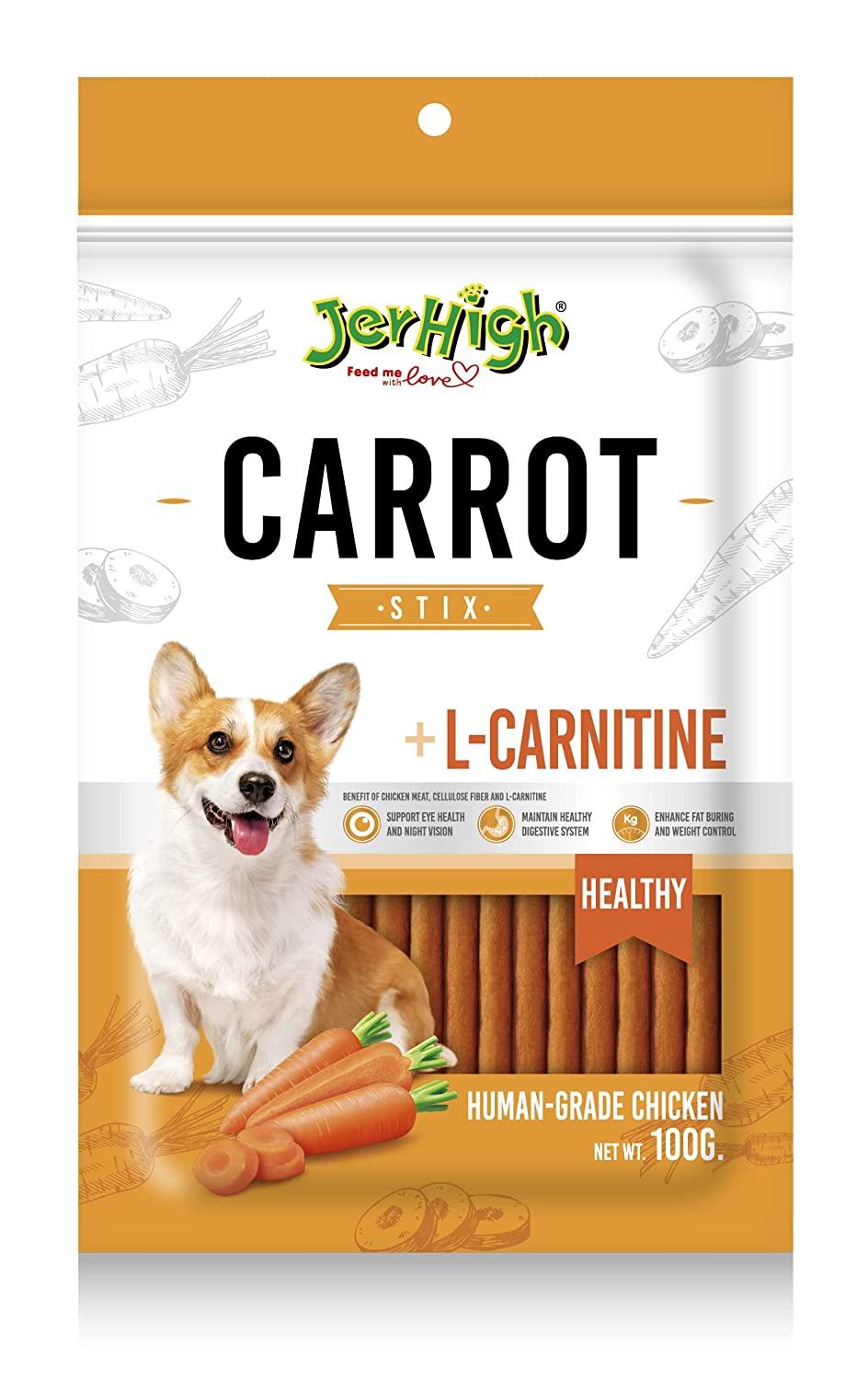 Jerhigh Carrot Stix +Carnitine 100G Dog Treat - Cadotails