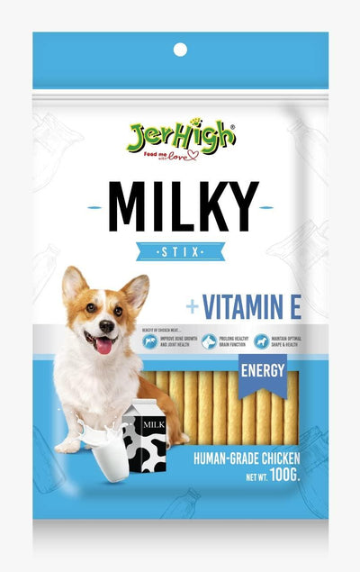 Jerhigh Milky Stix +Vitamin E 100G Dog Treat - Cadotails