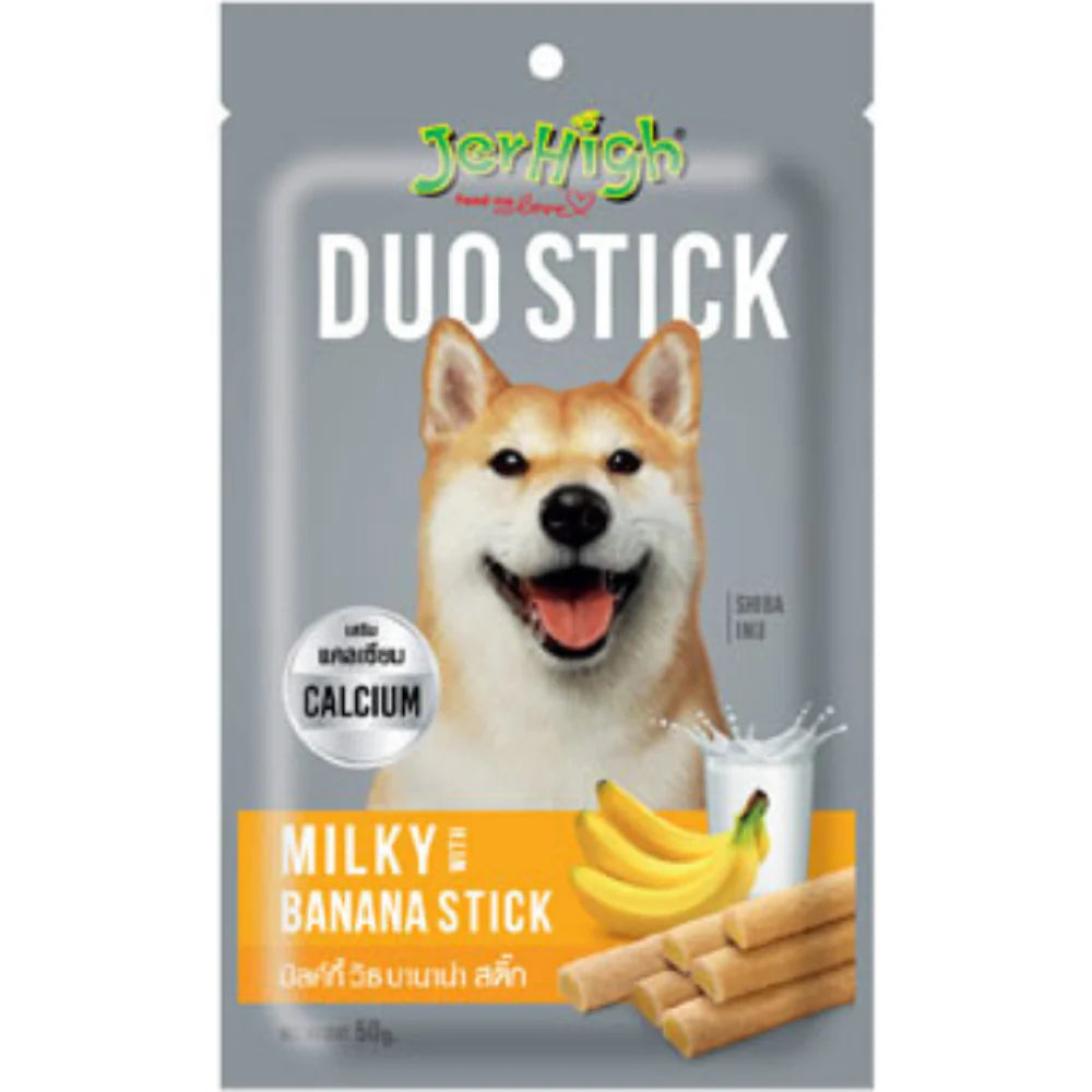 Jerhigh Milky With Banana Duo Stick 50G Dog Treats - Cadotails