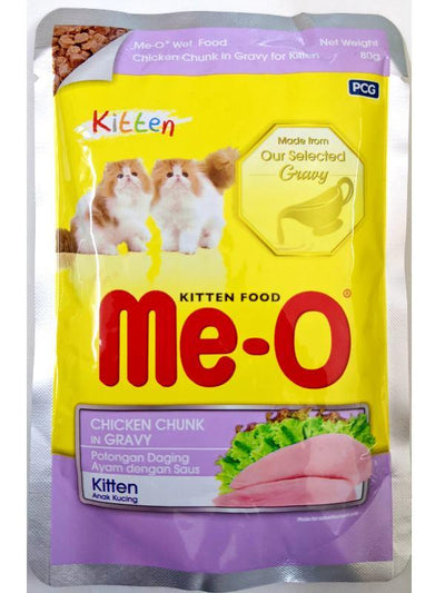 Me-O Kitten Chicken Chunks In Gravy 80G Cat Wet Food - Cadotails