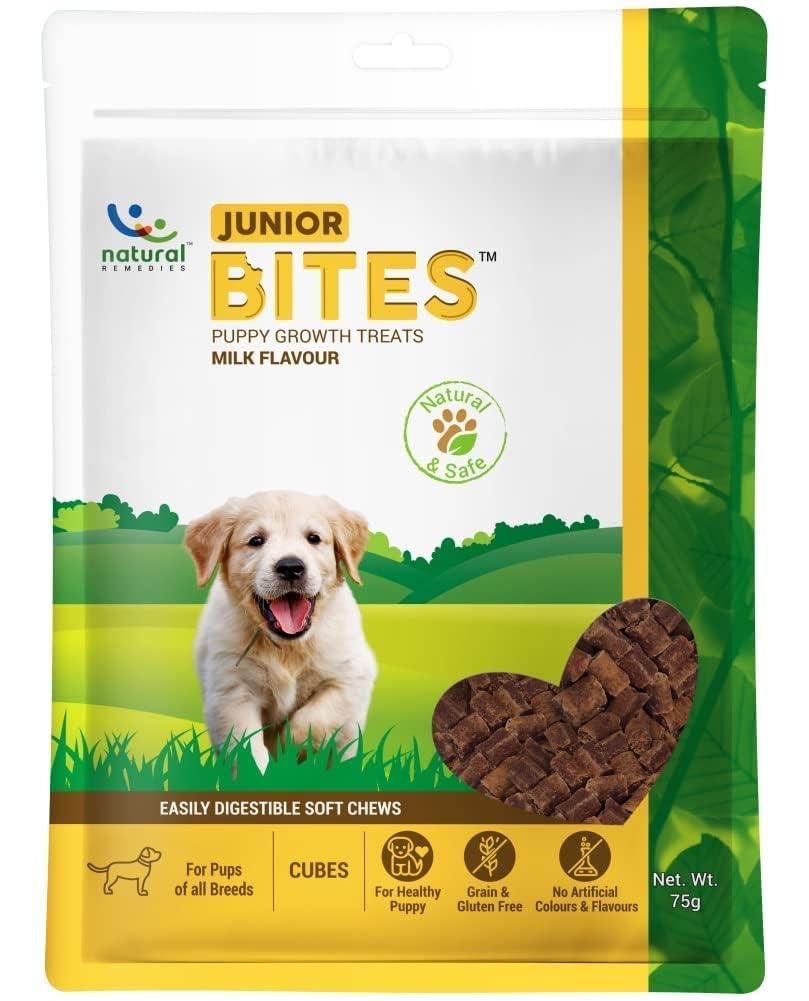 Natural Remedies Junior Bites Milk Flavour 75G Dog Treat - Cadotails