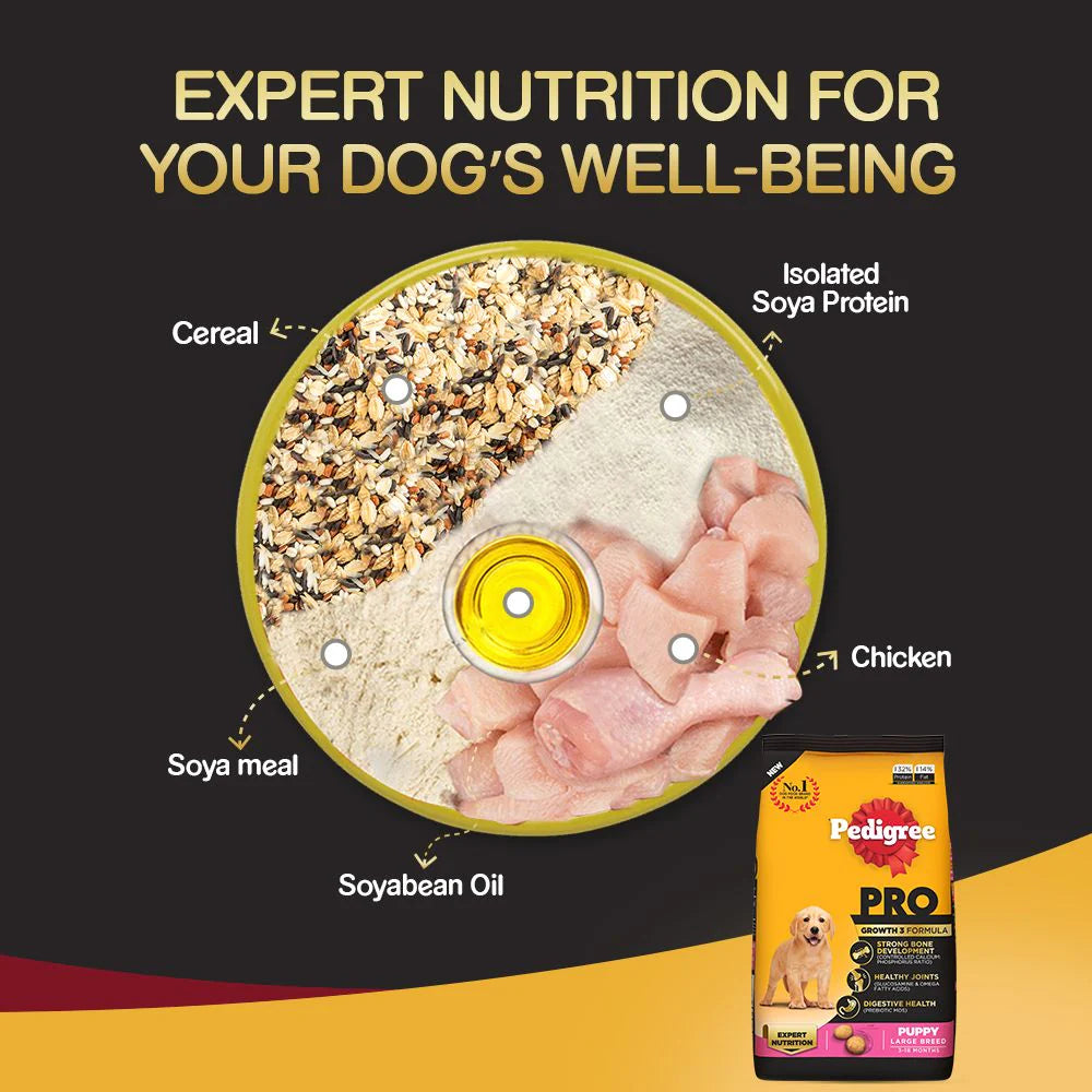 Pedigree Pro Expert Nutrition For Large Breed Puppy (3-18 Months) Dog Dry Food - Cadotails