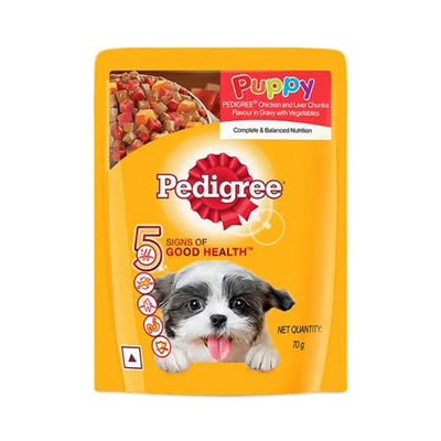 Pedigree Puppy Chicken & Liver Chunks in Gravy with Vegetables 70g Puppy Wet Food - Cadotails