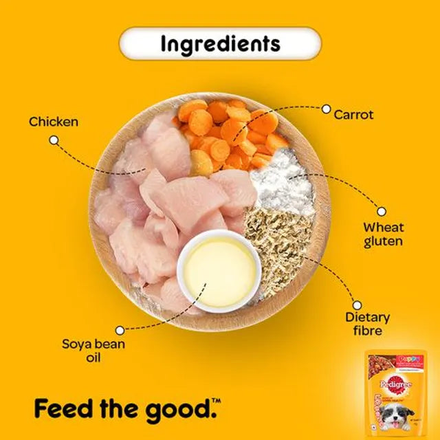 Pedigree Puppy Chicken & Liver Chunks in Gravy with Vegetables 70g Puppy Wet Food - Cadotails