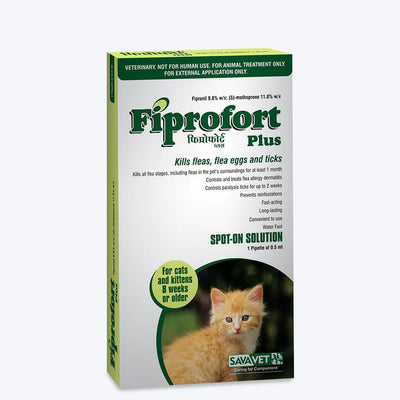 Savavet Fiprofort Plus Spot-On Solution For Cats And Kittens (8 Weeks Or Older) 1 Pipette Of 0.5 Ml - Cadotails