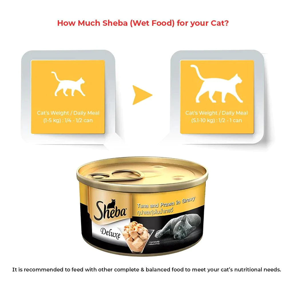 Sheba Tuna & Prawns in Gravy Premium Cat Wet Food - Cadotails