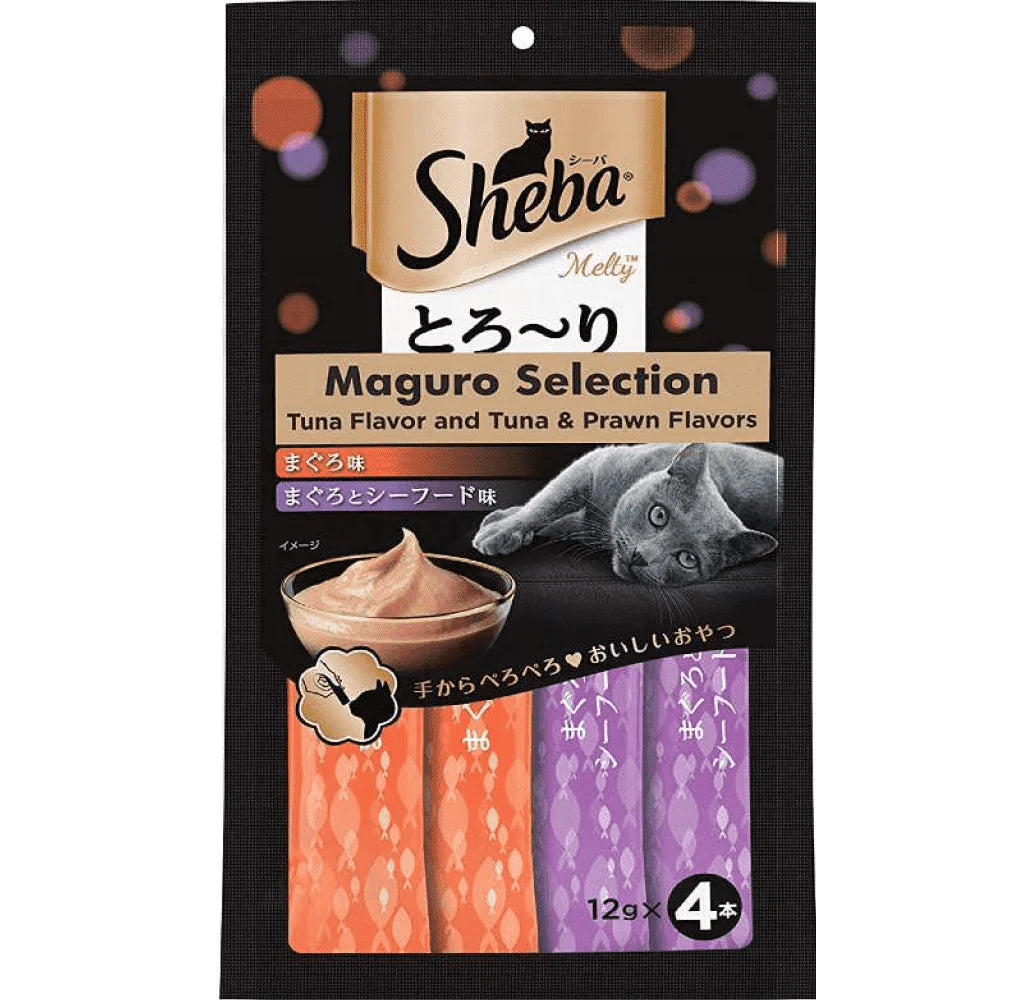 Sheba Tuna Flavor and Tuna & Prawn Maguro Selection Melty Premium Cat Treat - Cadotails