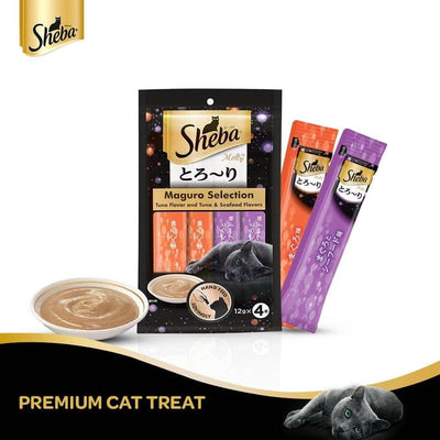 Sheba Tuna Flavor and Tuna & Prawn Maguro Selection Melty Premium Cat Treat - Cadotails