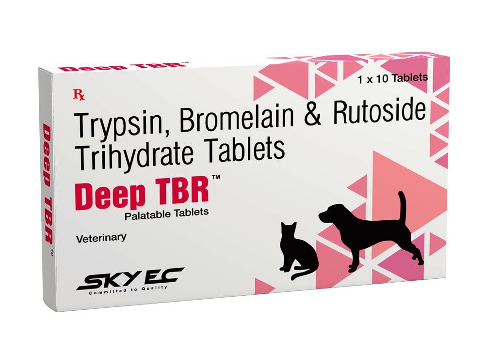 Skyec Deep Tbr Trypsin Bromelain & Rutoside Trihydrate Vet 10 Tablets For Dogs & Cats - Cadotails