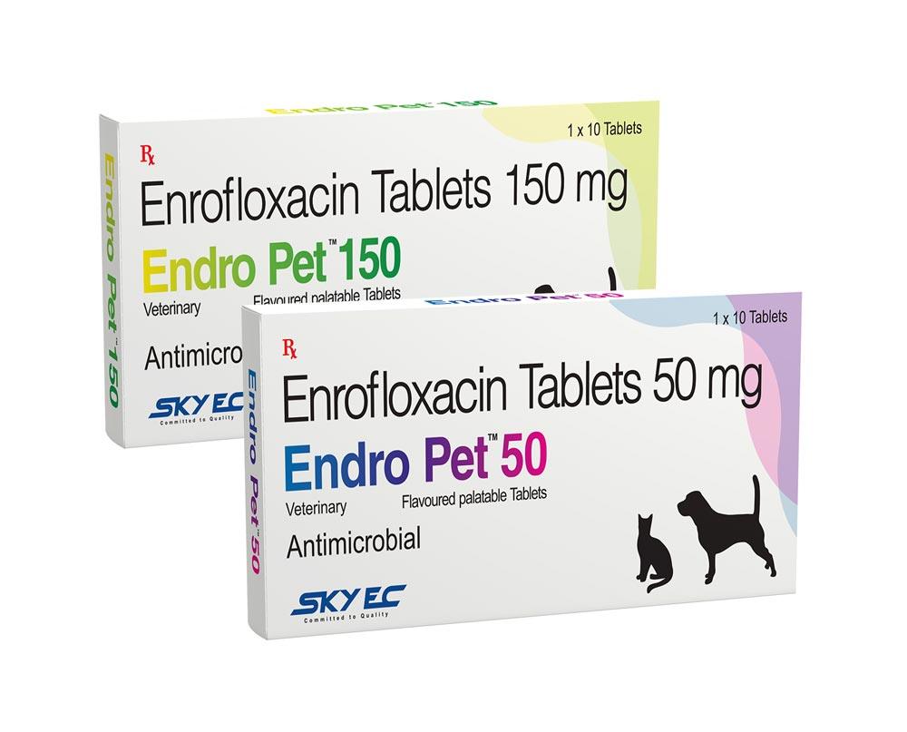 Skyec Endro Pet Enrofloxacin Anti-Microbial Tablets For Dogs & Cats ...