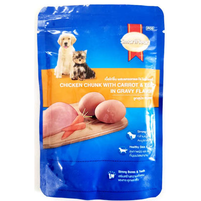 Smart Heart Chicken Chunk With Carrot & Egg In Gravy 80G Puppy Dog Wet Food - Cadotails