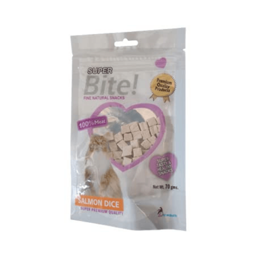 Super Bite Salmon Dice 70G Cat Treat - Cadotails