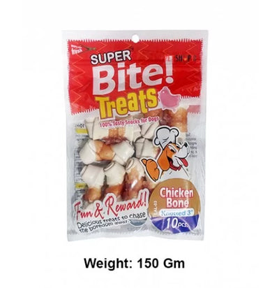 Super Bite Treats Chicken Bone Knotted 10Pcs Dog Treat - Cadotails