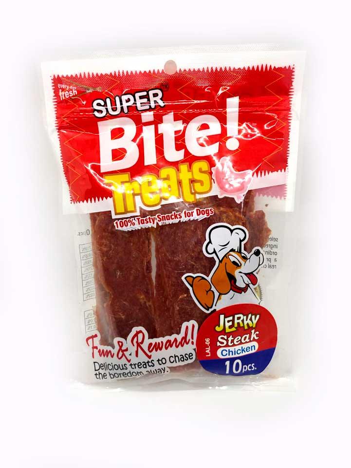 Super Bite Treats Jerky Steak Chicken 10Pcs Dog Treat - Cadotails