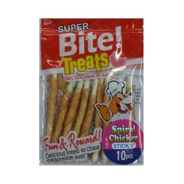 Super Bite Treats Spiral Chicken Stick 10Pcs Dog Treat - Cadotails