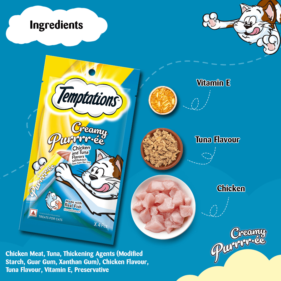 Temptations Creamy Pure Cat Treats, Chicken & Tuna Flavors - Cadotails