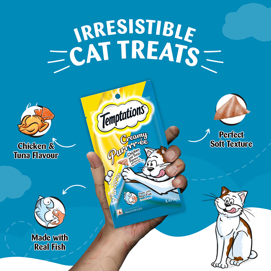 Temptations Creamy Pure Cat Treats, Chicken & Tuna Flavors - Cadotails