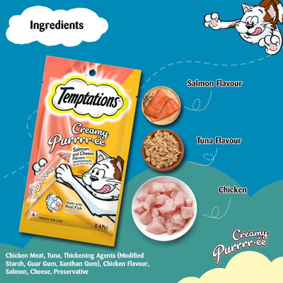 Temptations Creamy Treat, Salmon & Cheese Flavour - Cadotails