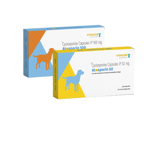 Vivaldis Atosporin 50Mg/100Mg Cyclosporine Capsules For Dogs (5 Tablets) - Cadotails
